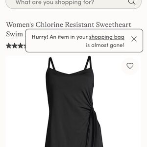 Lands' End Black One-Piece Sweetheart Swim